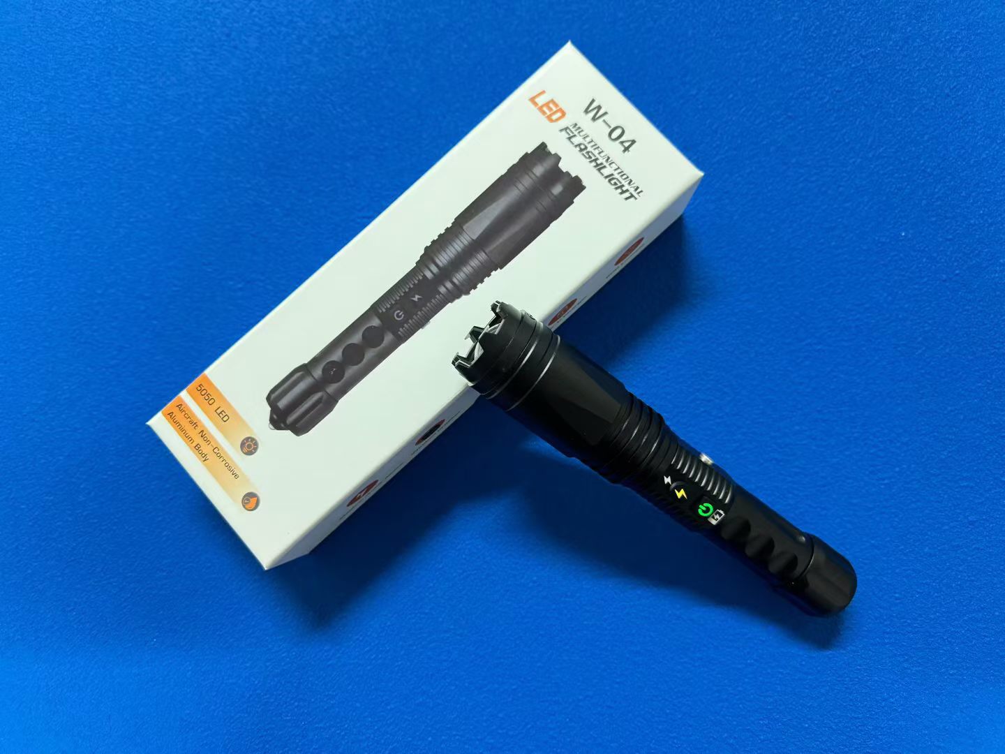 黑鹰 W-04Pro 电击器防身电棍 航空铝合金硬质氧化攻击头破窗锥 - 详情图1