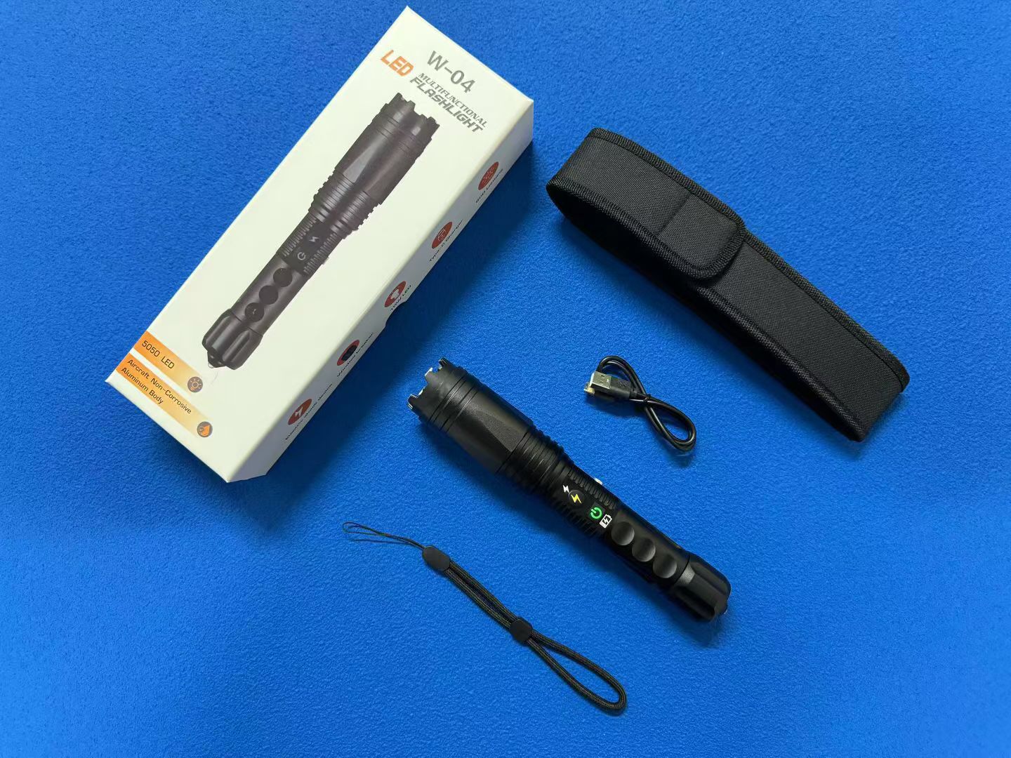 黑鹰 W-04Pro 电击器防身电棍 航空铝合金硬质氧化攻击头破窗锥 - 详情图6