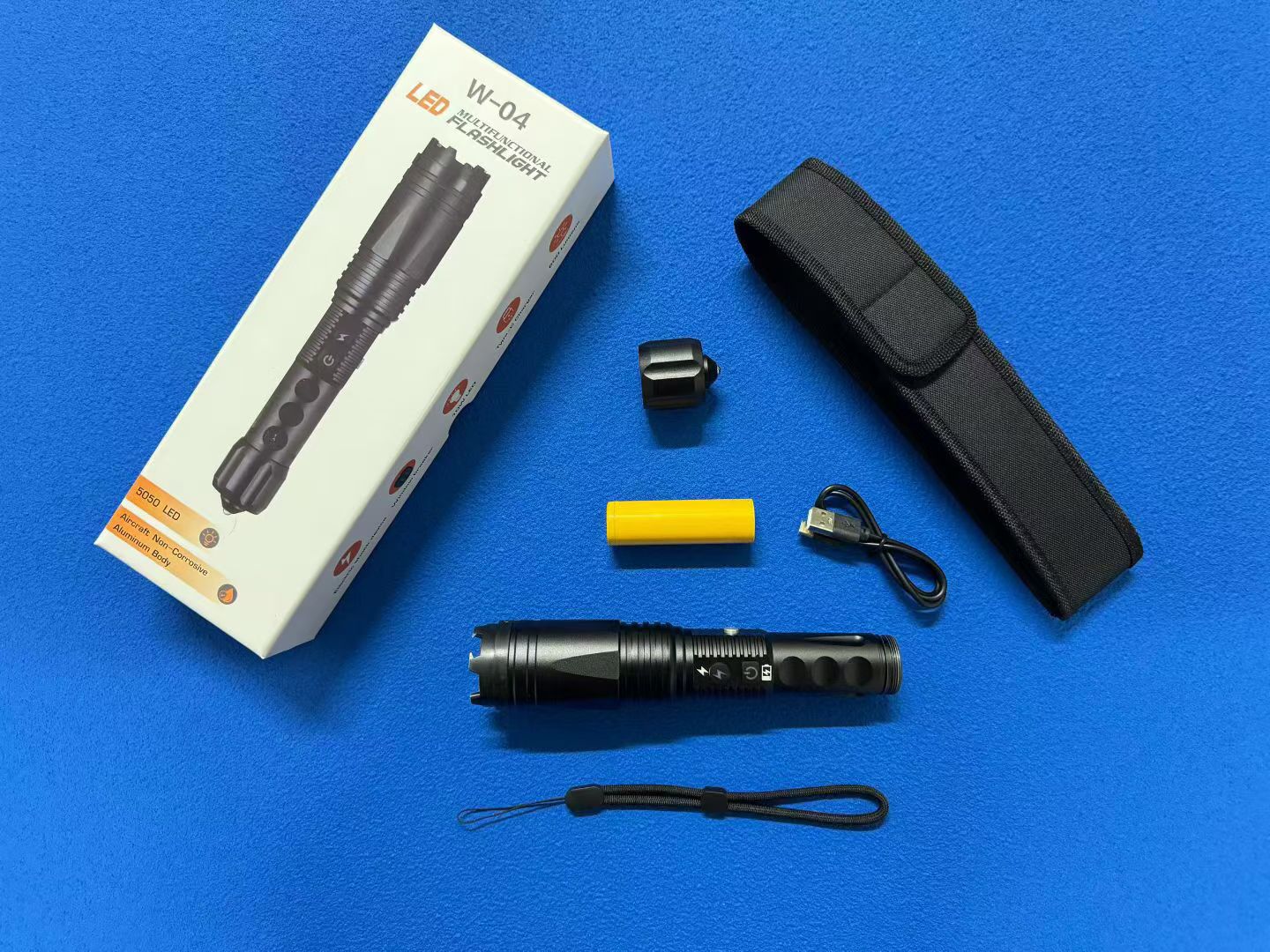黑鹰 W-04Pro 电击器防身电棍 航空铝合金硬质氧化攻击头破窗锥 - 详情图5